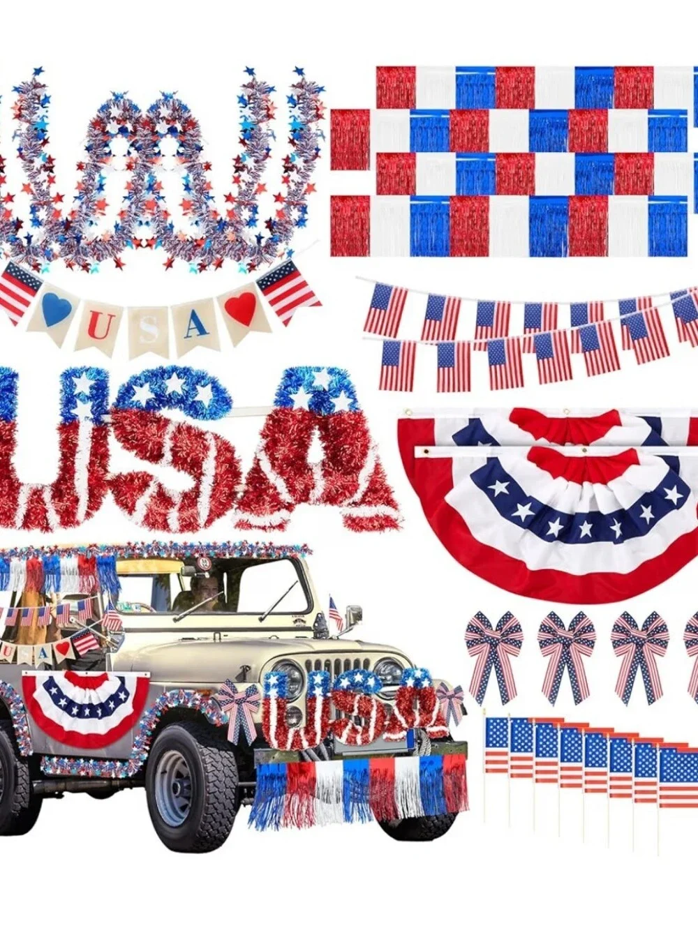 4th of July Car Patriotic Red White & Blue Party Decoration Kit USA Celebration